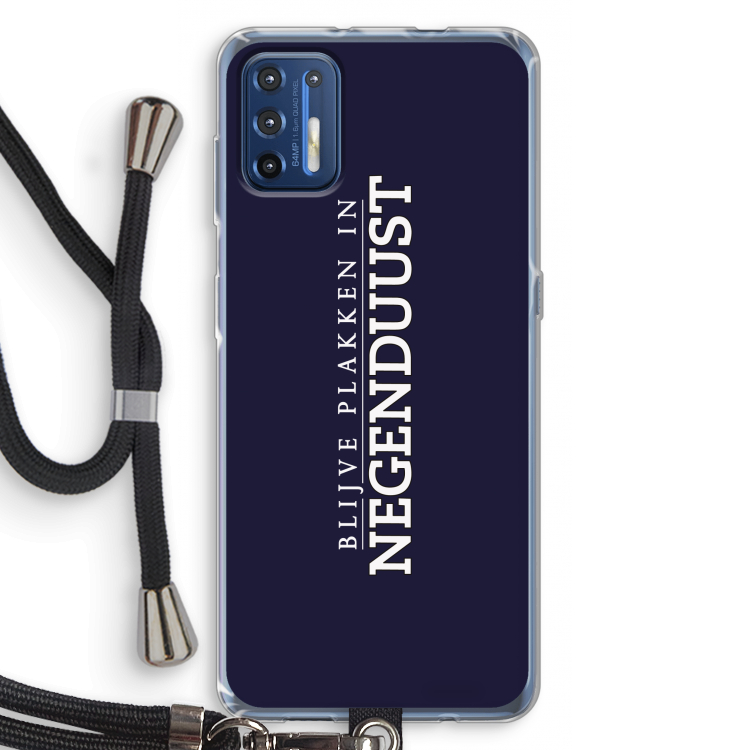 Blijve plakken in Negenduust: Motorola Moto G9 Plus Transparant Hoesje met koord