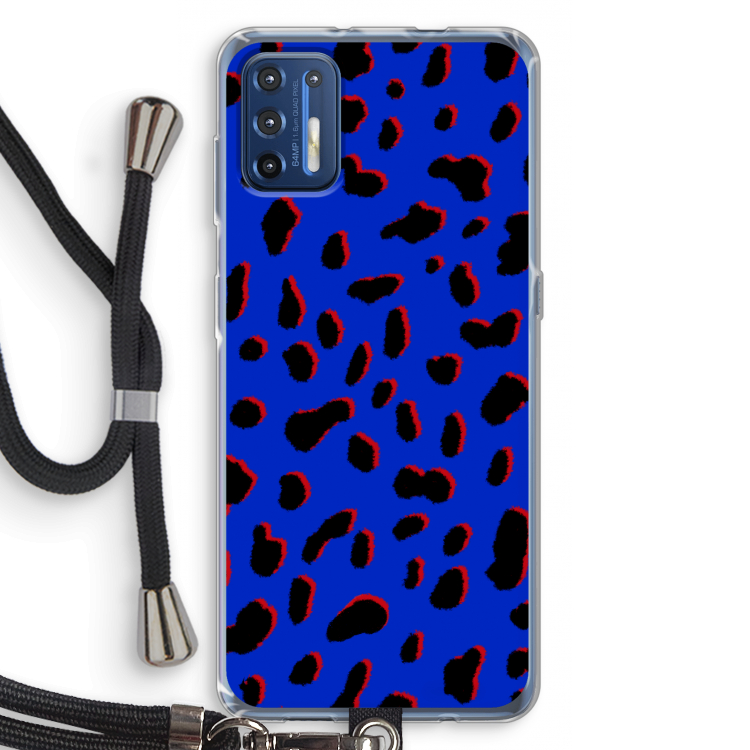 Blue Leopard: Motorola Moto G9 Plus Transparant Hoesje met koord