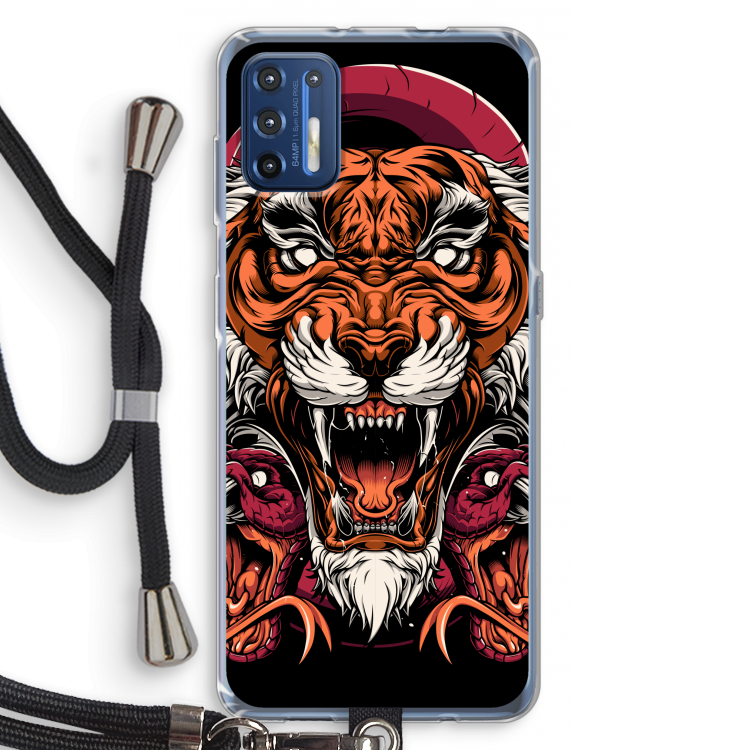 Tiger and Rattlesnakes: Motorola Moto G9 Plus Transparant Hoesje met koord