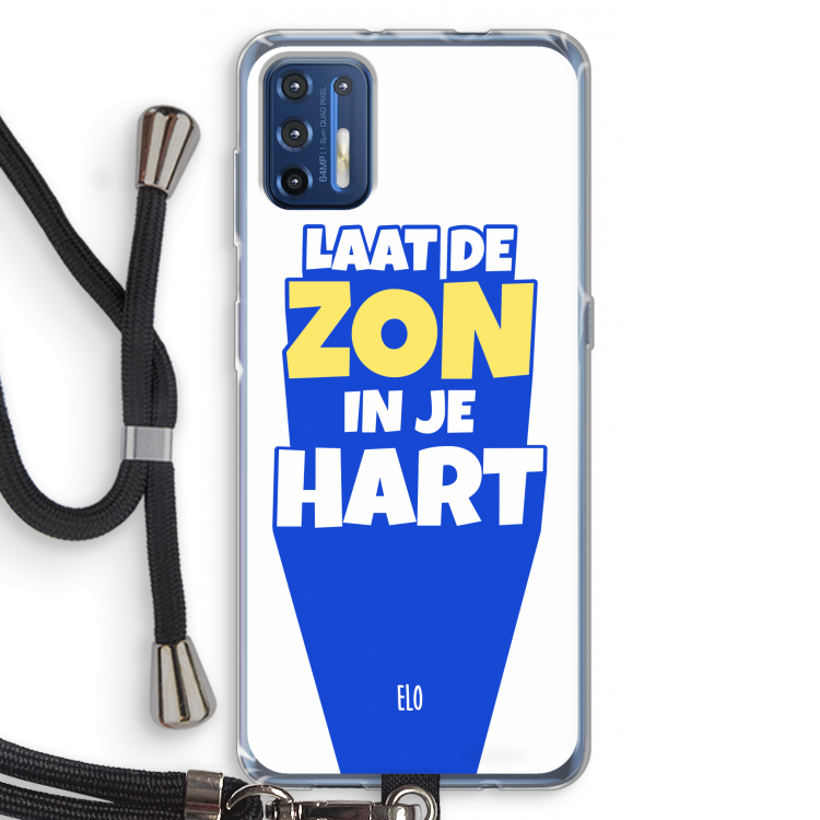 Laat de zon in je hart: Motorola Moto G9 Plus Transparant Hoesje met koord