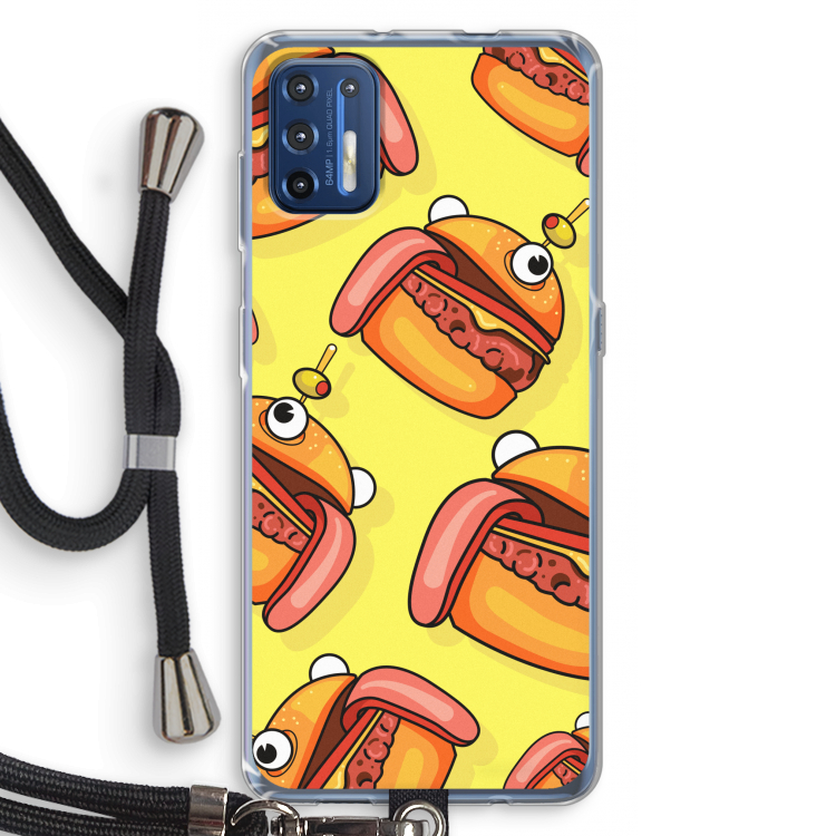 Hamburger: Motorola Moto G9 Plus Transparant Hoesje met koord