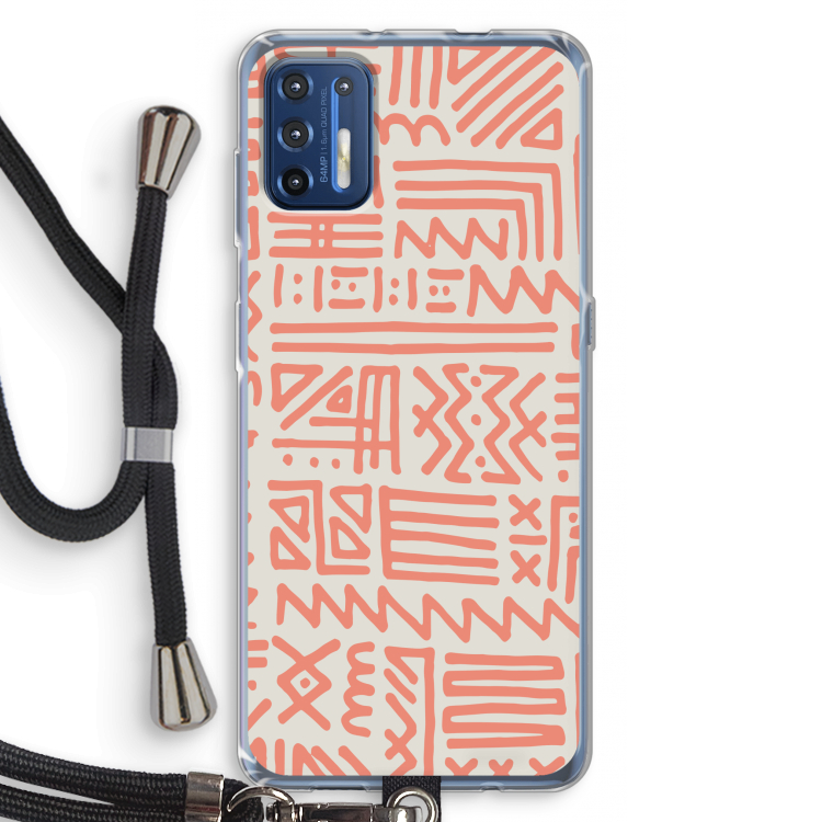 Marrakech Pink: Motorola Moto G9 Plus Transparant Hoesje met koord