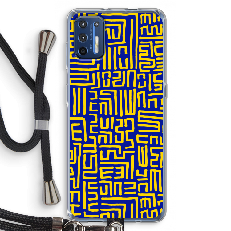 Majorelle Blue Print: Motorola Moto G9 Plus Transparant Hoesje met koord