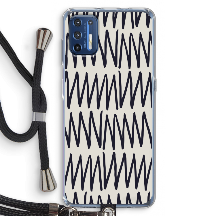 Marrakech Zigzag: Motorola Moto G9 Plus Transparant Hoesje met koord