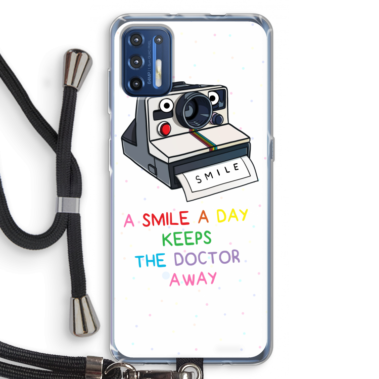 Smile: Motorola Moto G9 Plus Transparant Hoesje met koord