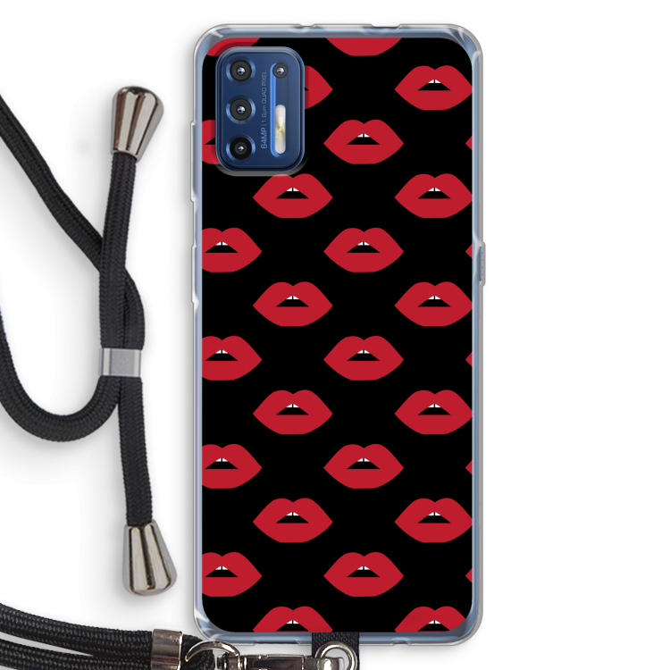 Lips: Motorola Moto G9 Plus Transparant Hoesje met koord