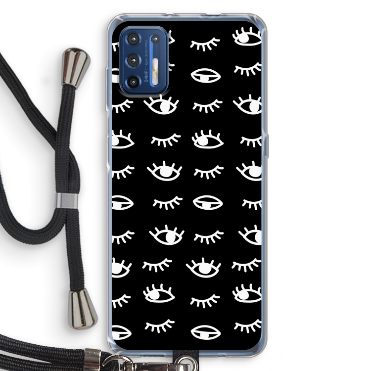 Eye pattern #3: Motorola Moto G9 Plus Transparant Hoesje met koord