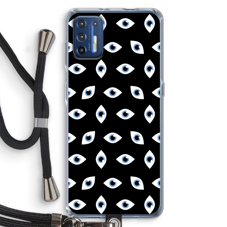 Eyes pattern: Motorola Moto G9 Plus Transparant Hoesje met koord
