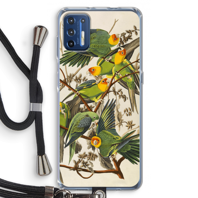 Carolinaparkiet: Motorola Moto G9 Plus Transparant Hoesje met koord