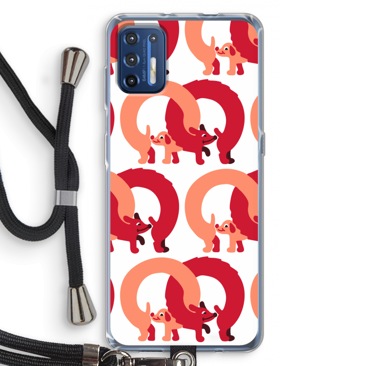 Dogs: Motorola Moto G9 Plus Transparant Hoesje met koord