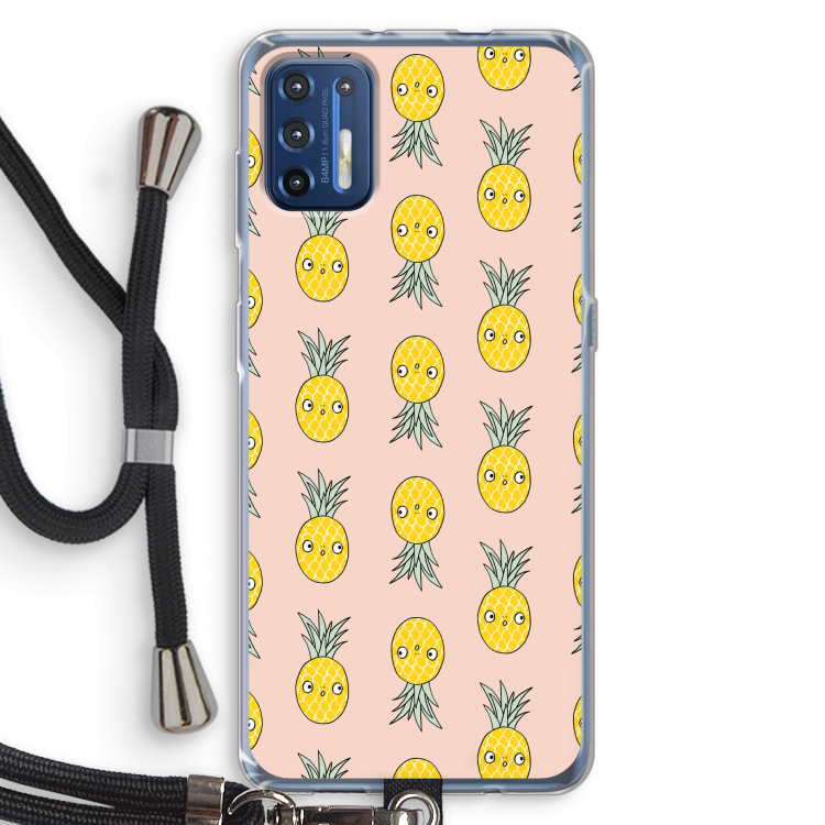 Ananas: Motorola Moto G9 Plus Transparant Hoesje met koord
