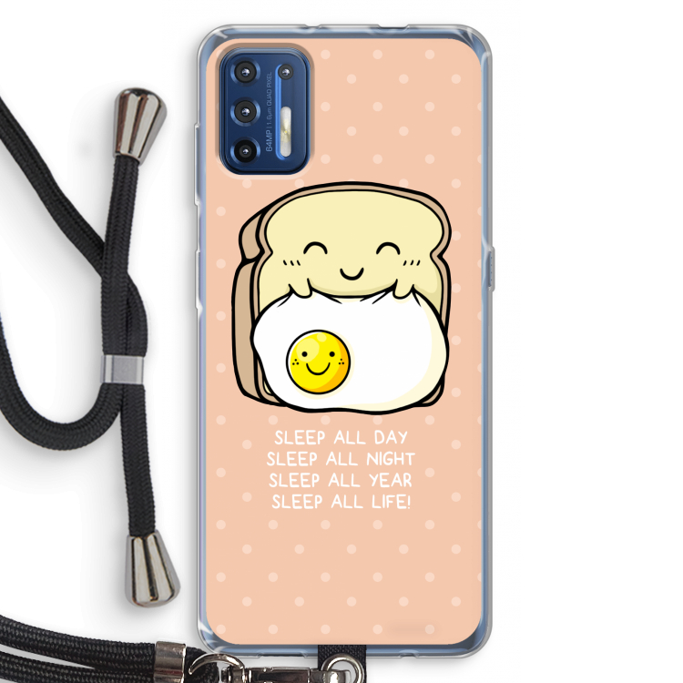 Sleep All Day: Motorola Moto G9 Plus Transparant Hoesje met koord