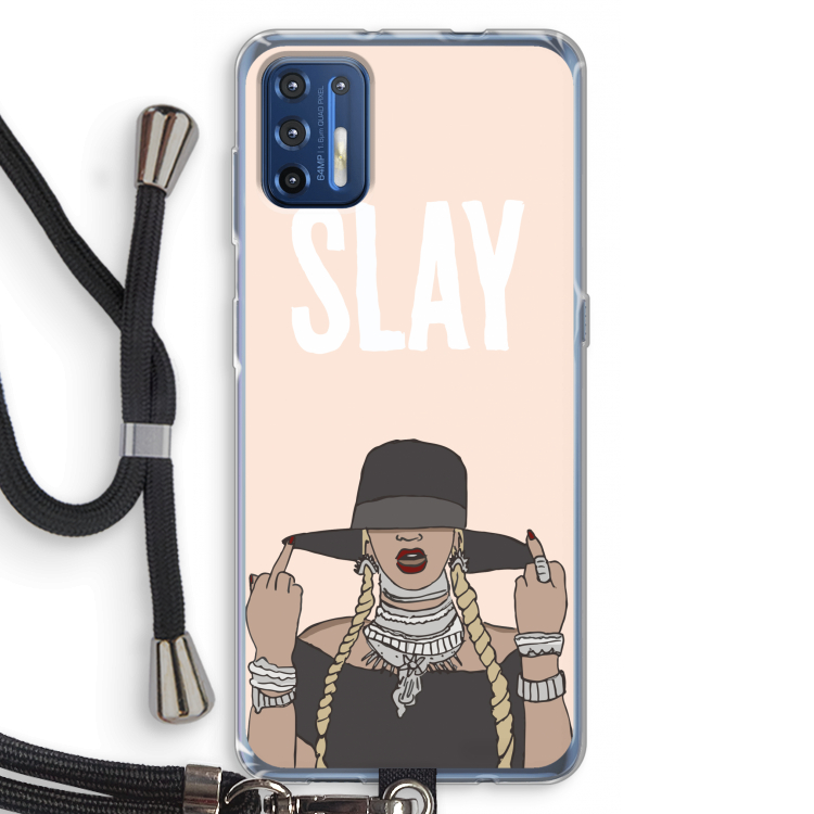 Slay All Day: Motorola Moto G9 Plus Transparant Hoesje met koord