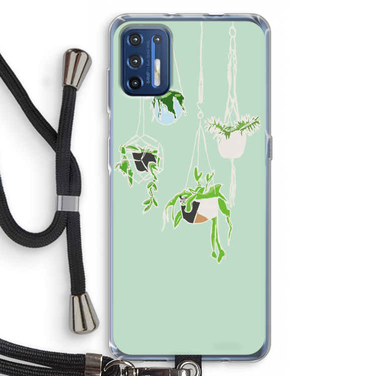 Hang In There: Motorola Moto G9 Plus Transparant Hoesje met koord