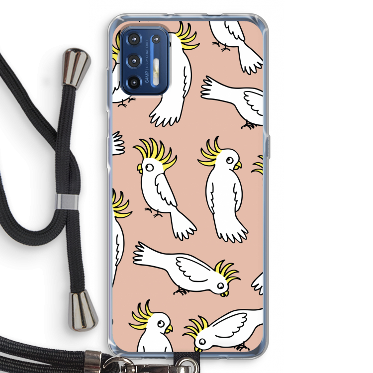 Papegaai: Motorola Moto G9 Plus Transparant Hoesje met koord