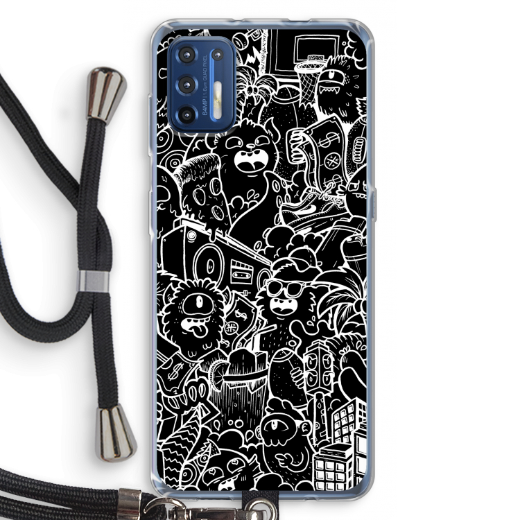 Vexx Black City : Motorola Moto G9 Plus Transparant Hoesje met koord