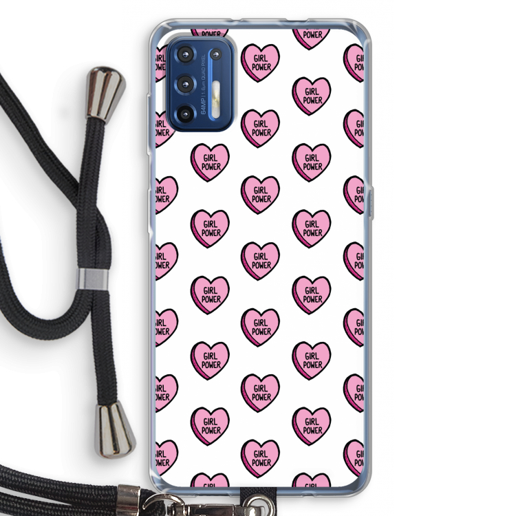 GIRL POWER: Motorola Moto G9 Plus Transparant Hoesje met koord