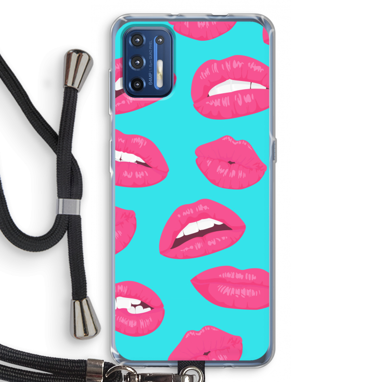 Bite my lip: Motorola Moto G9 Plus Transparant Hoesje met koord