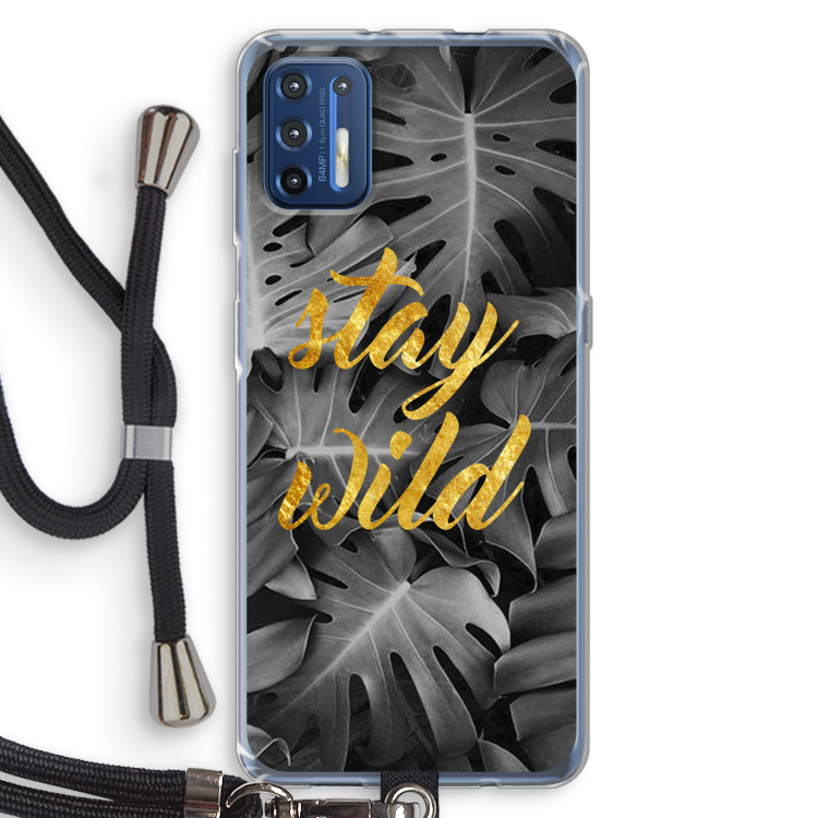 Stay wild: Motorola Moto G9 Plus Transparant Hoesje met koord