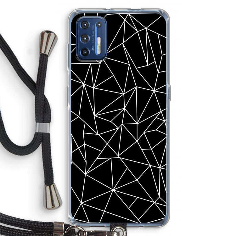 Geometrische lijnen wit: Motorola Moto G9 Plus Transparant Hoesje met koord