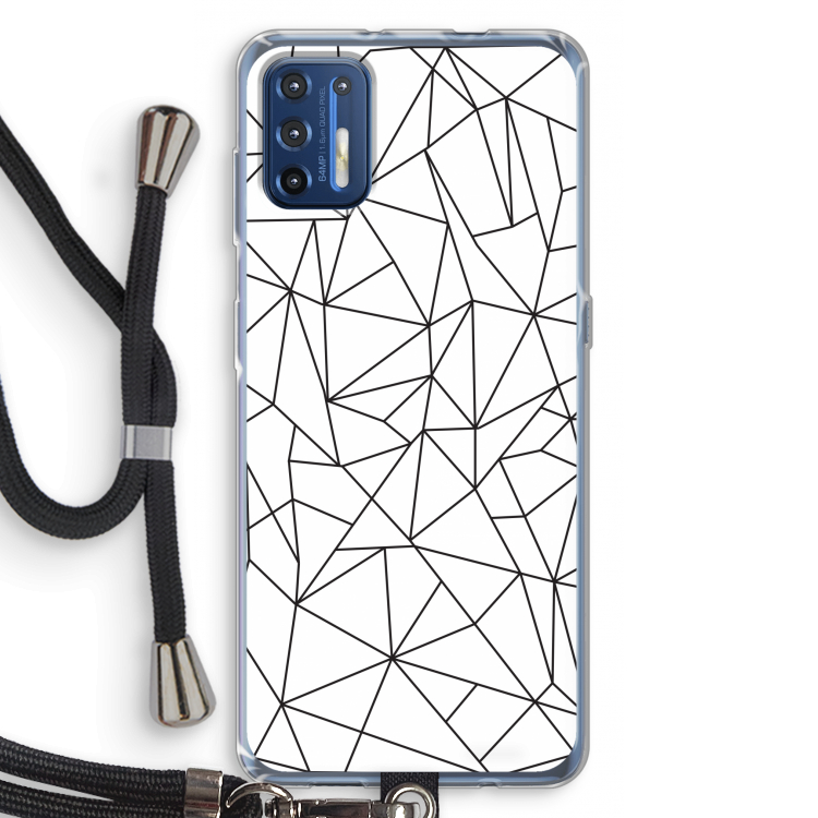 Geometrische lijnen zwart: Motorola Moto G9 Plus Transparant Hoesje met koord