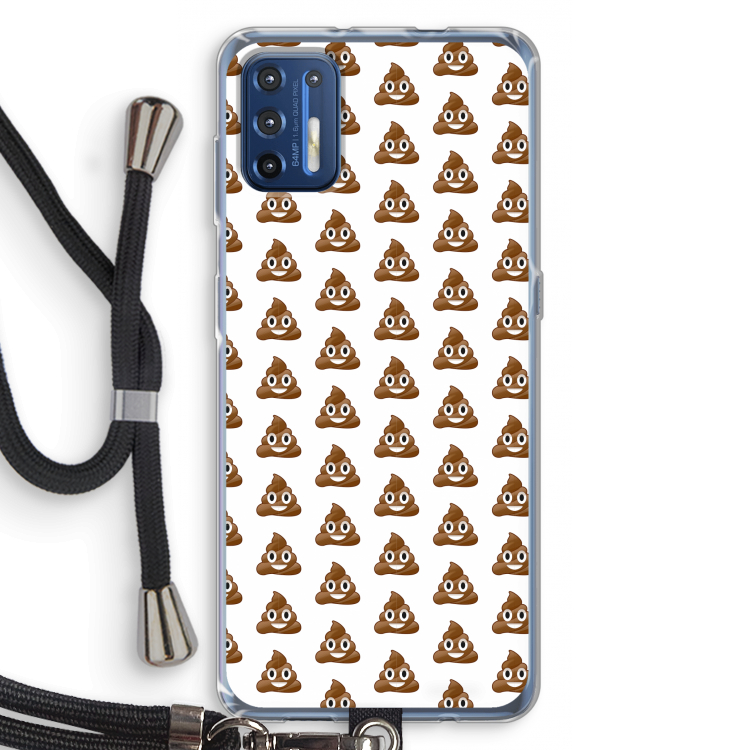 Poop emoji: Motorola Moto G9 Plus Transparant Hoesje met koord