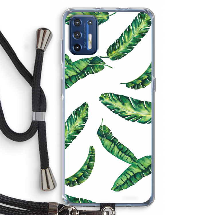 Lange bladeren: Motorola Moto G9 Plus Transparant Hoesje met koord