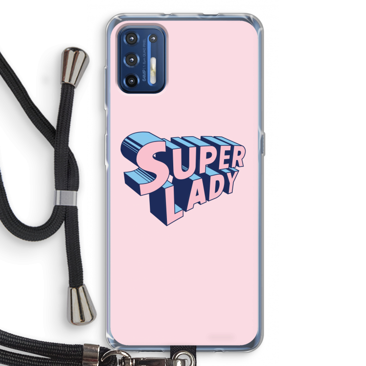 Superlady: Motorola Moto G9 Plus Transparant Hoesje met koord