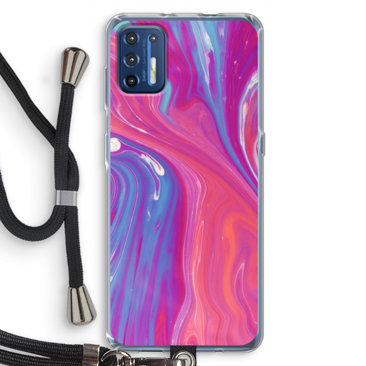 Paarse stroom: Motorola Moto G9 Plus Transparant Hoesje met koord