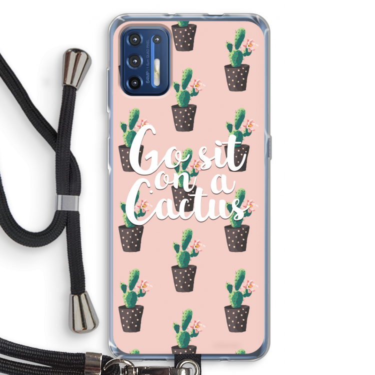 Cactus quote: Motorola Moto G9 Plus Transparant Hoesje met koord