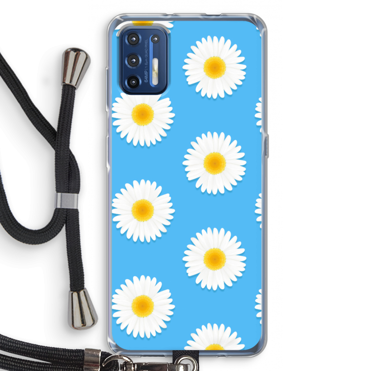 Margrietjes: Motorola Moto G9 Plus Transparant Hoesje met koord