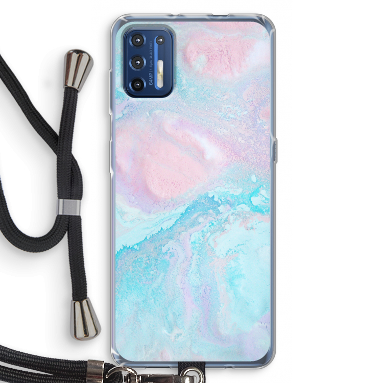 Fantasie pastel: Motorola Moto G9 Plus Transparant Hoesje met koord