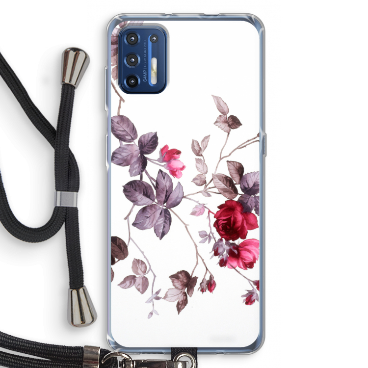 Mooie bloemen: Motorola Moto G9 Plus Transparant Hoesje met koord