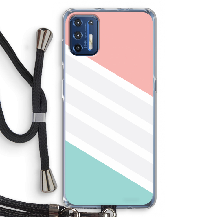 Strepen pastel: Motorola Moto G9 Plus Transparant Hoesje met koord