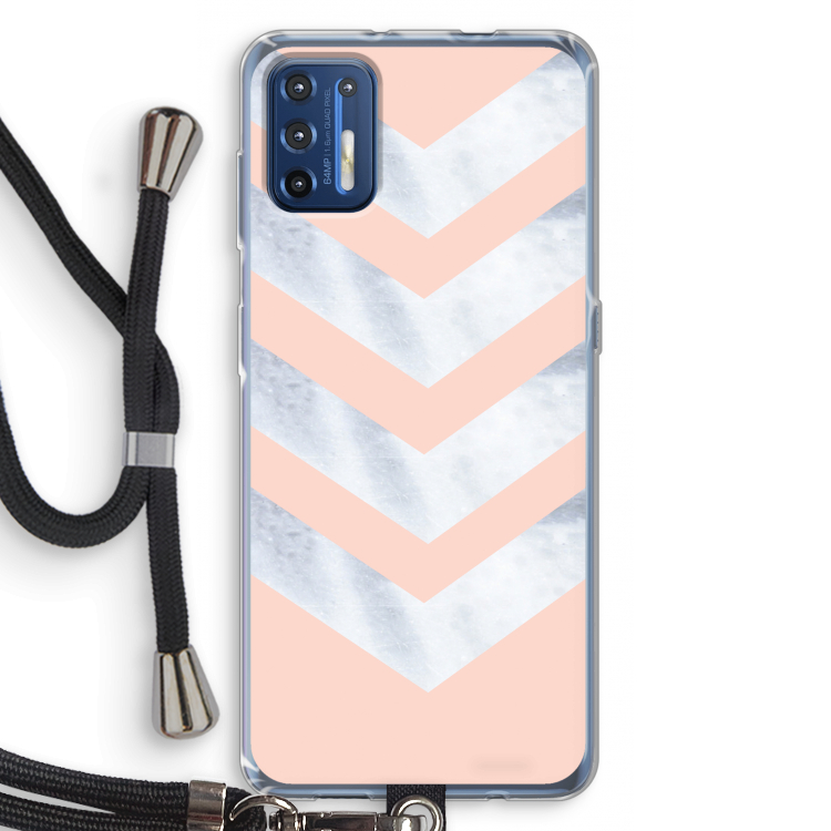Marmeren pijlen: Motorola Moto G9 Plus Transparant Hoesje met koord