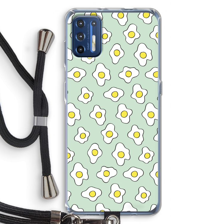 Spiegeleitjes: Motorola Moto G9 Plus Transparant Hoesje met koord