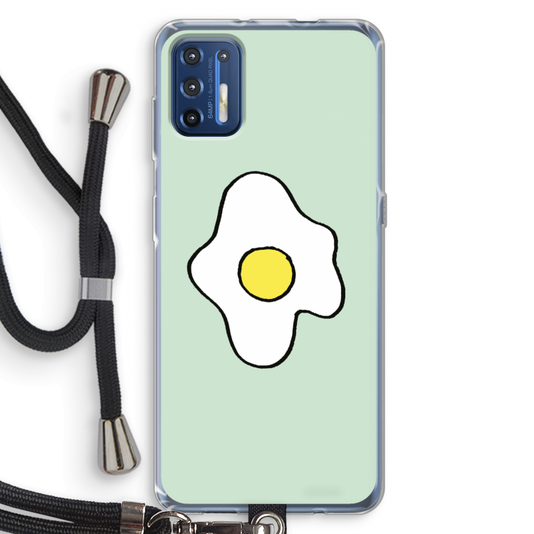 Spiegelei: Motorola Moto G9 Plus Transparant Hoesje met koord