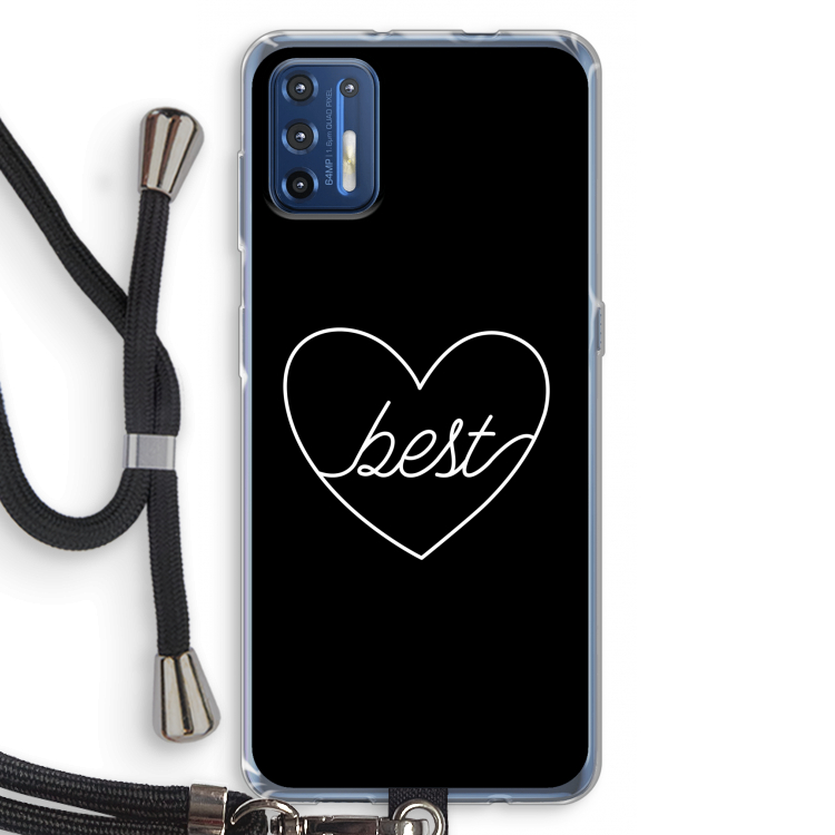Best heart black: Motorola Moto G9 Plus Transparant Hoesje met koord