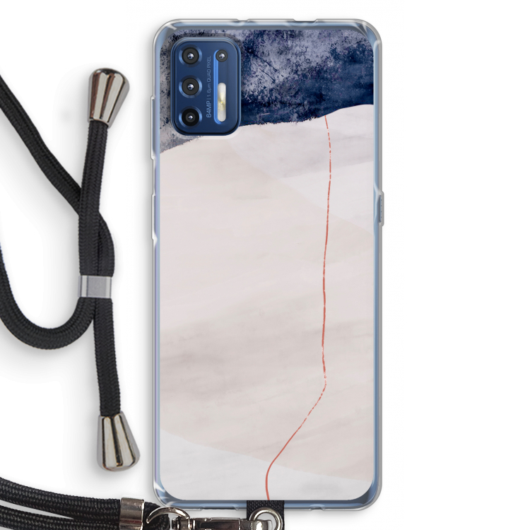 Stone White: Motorola Moto G9 Plus Transparant Hoesje met koord