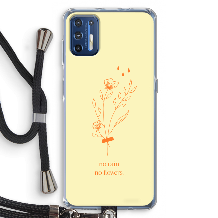 No rain no flowers: Motorola Moto G9 Plus Transparant Hoesje met koord