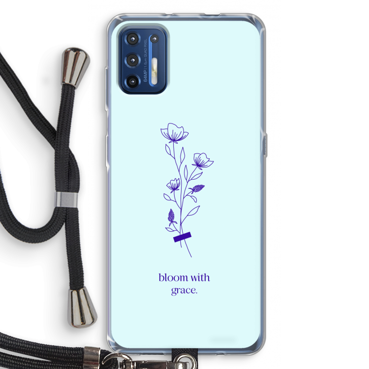 Bloom with grace: Motorola Moto G9 Plus Transparant Hoesje met koord
