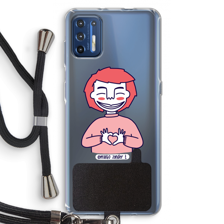 Hartje: Motorola Moto G9 Plus Transparant Hoesje met koord