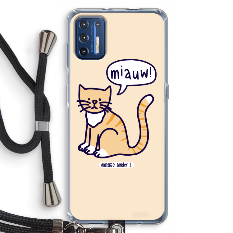 Miauw: Motorola Moto G9 Plus Transparant Hoesje met koord