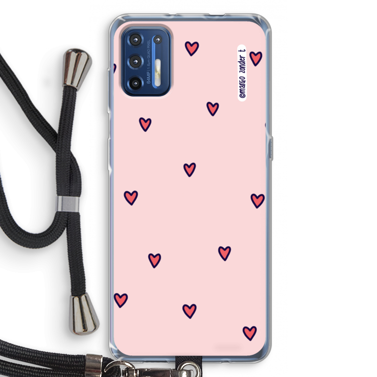 Hartjes: Motorola Moto G9 Plus Transparant Hoesje met koord