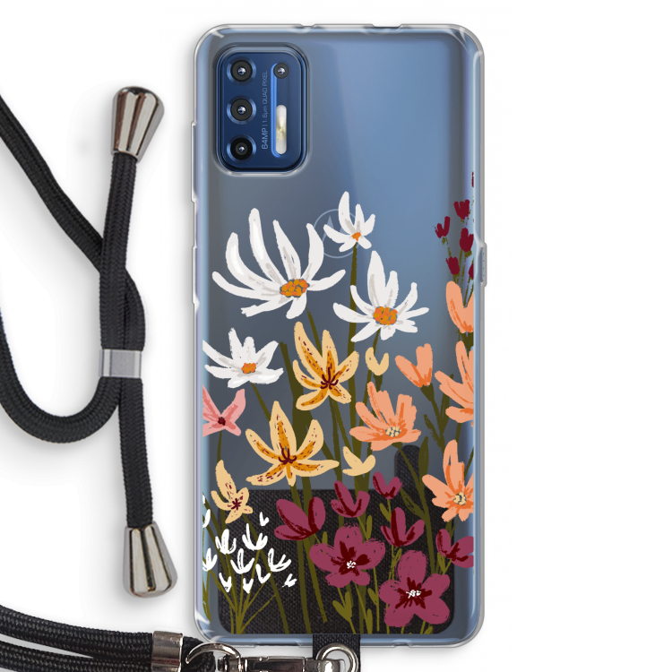 Painted wildflowers: Motorola Moto G9 Plus Transparant Hoesje met koord