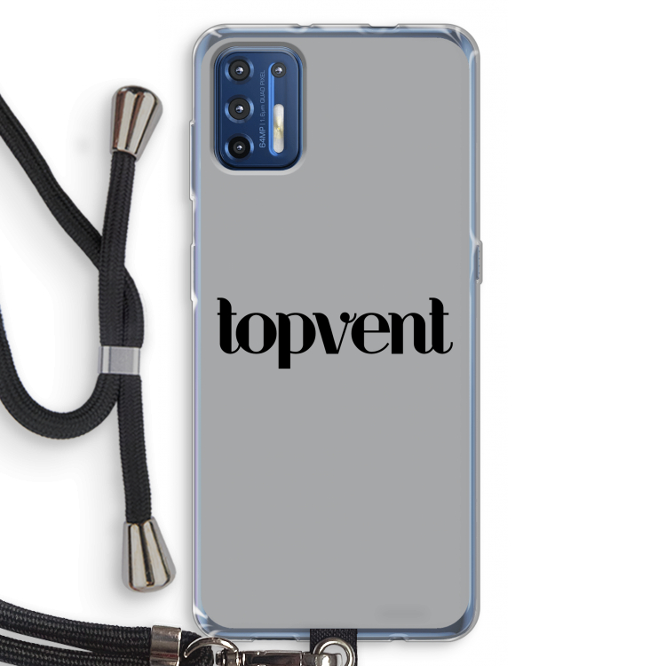 Topvent Grijs Zwart: Motorola Moto G9 Plus Transparant Hoesje met koord