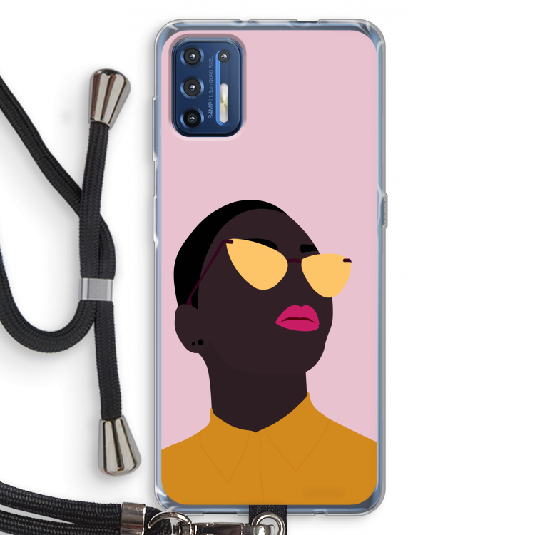 Yellow glasses: Motorola Moto G9 Plus Transparant Hoesje met koord