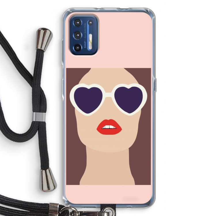 Red lips: Motorola Moto G9 Plus Transparant Hoesje met koord