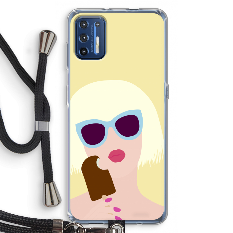 Ice cream: Motorola Moto G9 Plus Transparant Hoesje met koord