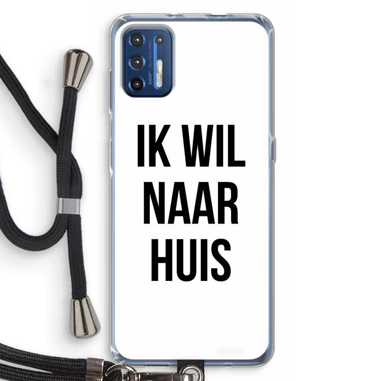 Ik wil naar huis: Motorola Moto G9 Plus Transparant Hoesje met koord